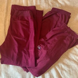 Three Pairs of Wine Colored Cherokee Scrub Pants